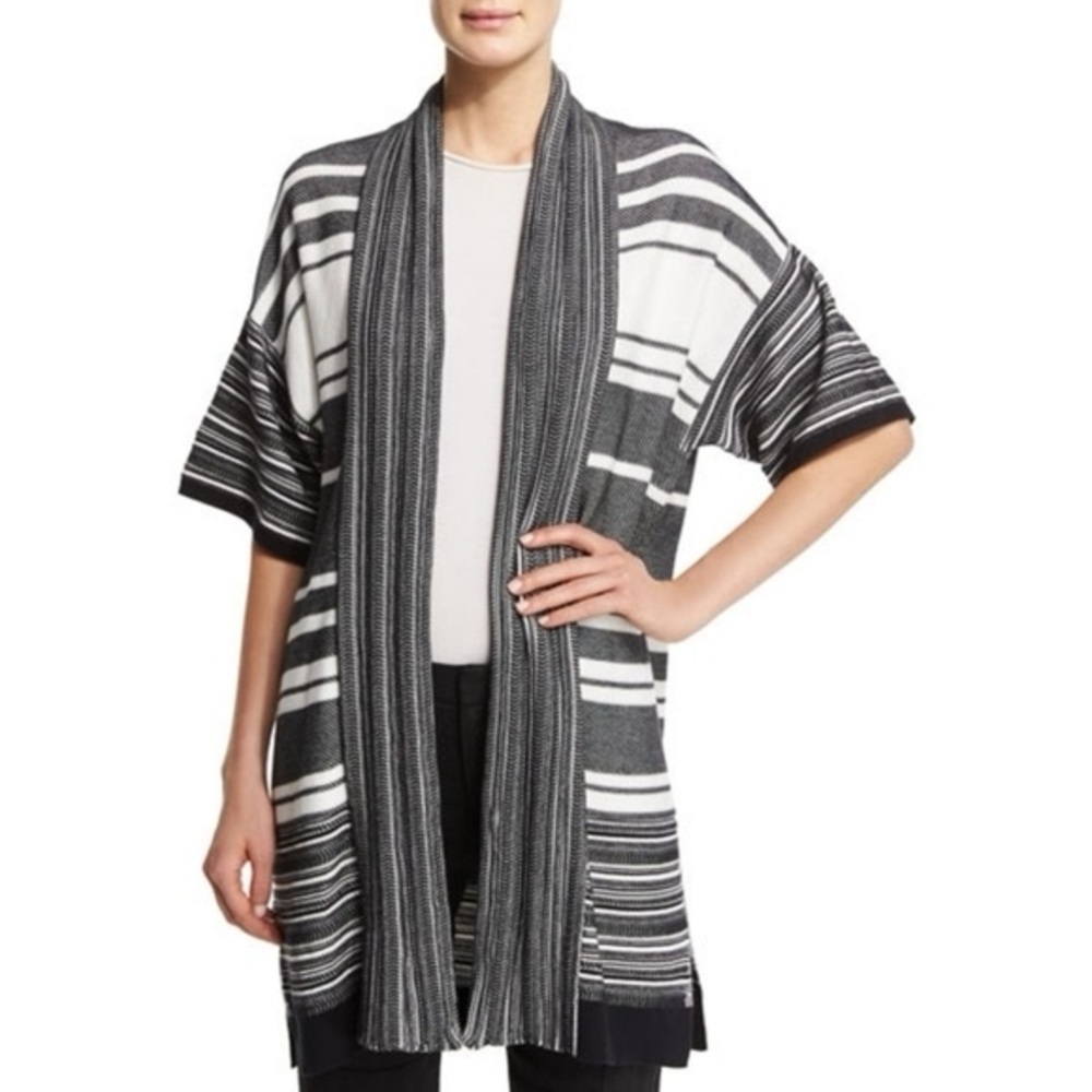 Vince Colorblock‎ Lightweight Open Front Short Sleeve Cardigan Duster Coverup XS
